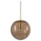 Large Smoky Glass Ball and Brass Pendant Lamp from Limburg, Germany, 1970s 1