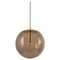 Large Smoky Glass Ball and Brass Pendant Lamp from Limburg, Germany, 1970s, Image 1
