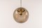 Large Smoky Glass Ball and Brass Pendant Lamp from Limburg, Germany, 1970s 3