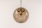 Large Smoky Glass Ball and Brass Pendant Lamp from Limburg, Germany, 1970s, Image 3