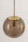 Large Smoky Glass Ball and Brass Pendant Lamp from Limburg, Germany, 1970s 2