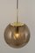 Large Smoky Glass Ball and Brass Pendant Lamp from Limburg, Germany, 1970s 9