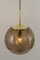 Large Smoky Glass Ball and Brass Pendant Lamp from Limburg, Germany, 1970s, Image 9