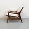 North European Solid Wood and White Cotton Armchair, 1960s 5