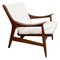 North European Solid Wood and White Cotton Armchair, 1960s 1