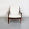 North European Solid Wood and White Cotton Armchair, 1960s 4