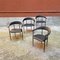 Postmodern Italian Black Metal and Faux Leather Cockpit Chairs, 1980s, Set of 4 2