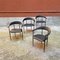 Postmodern Italian Black Metal and Faux Leather Cockpit Chairs, 1980s, Set of 4, Image 2