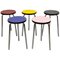 Mid-Century Modern Italian Colored Laminate and Steel Stools, 1960s, Set of 5 1