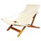 Mid-Century Folding Deck Chair in Wood and Cream Fabric by Cado, Denmark, 1960s 1