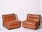 Mid-Century Cognac Brown Leather Amanta Armchairs by Mario Bellini for C&B Italia, 1960s, Set of 2 3