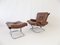 Leather Wing Chair & Ottoman by Harald Relling for Westnofa, Set of 2 6