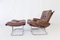 Leather Wing Chair & Ottoman by Harald Relling for Westnofa, Set of 2, Image 1