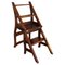 Vintage French Country Carved Oak Metamorphic Folding Chair Step Ladder 1