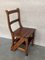 Vintage French Country Carved Oak Metamorphic Folding Chair Step Ladder, Image 10