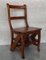 Vintage French Country Carved Oak Metamorphic Folding Chair Step Ladder, Image 11