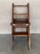 Vintage French Country Carved Oak Metamorphic Folding Chair Step Ladder 9