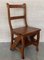 Vintage French Country Carved Oak Metamorphic Folding Chair Step Ladder, Image 5