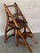Vintage French Country Carved Oak Metamorphic Folding Chair Step Ladder 4