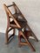 Vintage französische Country Klappstuhl-Stufenleiter aus geschnitzter Eiche 2