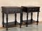 20th Century Solid Carved French Nightstands with Low Shelve, Set of 2 4