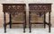 20th Century Solid Carved French Nightstands With Turned Columns & One Drawer, Set of 2 4
