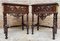 20th Century Solid Carved French Nightstands With Turned Columns & One Drawer, Set of 2, Image 1