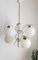 Vintage White & Gold Brass and Glass 6 Sphere Chandelier in Sputnik Style, 1970s 8