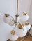 Vintage White & Gold Brass and Glass 6 Sphere Chandelier in Sputnik Style, 1970s 3