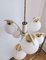 Vintage White & Gold Brass and Glass 6 Sphere Chandelier in Sputnik Style, 1970s, Image 3