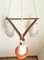 Mid-Century Pendant Light with Opaline Glass Cylinders and Wooden Triangle, 1960s, Image 2