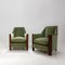 Art Deco Easy Chairs in Velvet Green, Set of 2 1