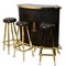 Art Deco Bar Set with Counter and Stools in Brass and Covered in Snake Look, 1950s, Set of 4 1