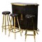 Set da bar Art Déco con bancone e sgabelli in ottone, anni '50, Immagine 1