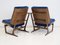 Lounge Chairs in Walnut with Blue Velvet Covers by Hans Juergens for Deco House, Set of 2, Image 5