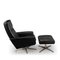Vintage Danish Black Leather Swivel Chair With Ottoman, 1960s, Set of 2, Image 1