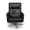 Chaise Pivotante Vintage en Cuir Noir avec Ottomane, Danemark, 1960s, Set de 2 5