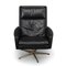 Vintage Danish Black Leather Swivel Chair With Ottoman, 1960s, Set of 2 5
