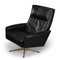 Vintage Danish Black Leather Swivel Chair With Ottoman, 1960s, Set of 2, Image 7