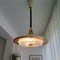 Large Mid-Century Cream Metal Gold Crystal Glass Pull Down Hanging Lamp, 1960s, Image 8