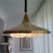 Large Mid-Century Cream Metal Gold Crystal Glass Pull Down Hanging Lamp, 1960s 9