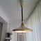 Large Mid-Century Cream Metal Gold Crystal Glass Pull Down Hanging Lamp, 1960s 7