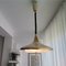 Large Mid-Century Cream Metal Gold Crystal Glass Pull Down Hanging Lamp, 1960s, Image 7