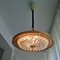 Large Mid-Century Cream Metal Gold Crystal Glass Pull Down Hanging Lamp, 1960s, Image 10