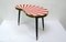 Small Mid-Century German Kidney Shaped Side Table With White & Red Sunburst Pattern, 1950s / 60s 1