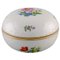 Antique Porcelain Lidded Bowl with Hand-Painted Flowers and Gold Edge from Meissen 1