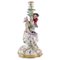 Antique Candlestick in Hand-Painted Porcelain from Meissen 1