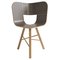 Striped Seat Ivory and Black Wood 3 Legs Tria Chair by Colé Italia, Image 1
