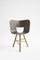 Striped Seat Ivory and Black Wood 3 Legs Tria Chair by Colé Italia 4