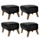 Black Leather and Smoked Oak My Own Chair Footstools from By Lassen, Set of 4 2